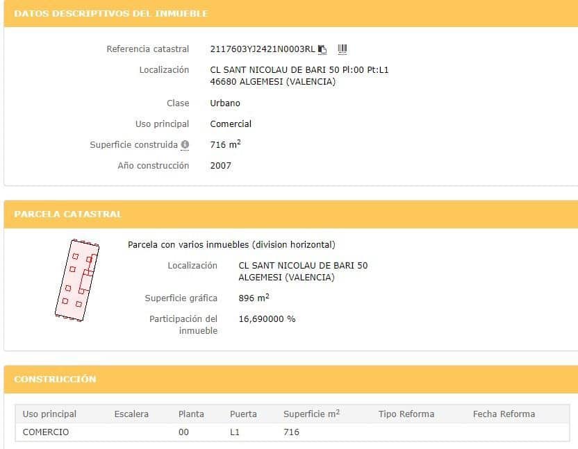 Commerciale in vendita in Algemesi - 147.000 € (Rif: 9282558)