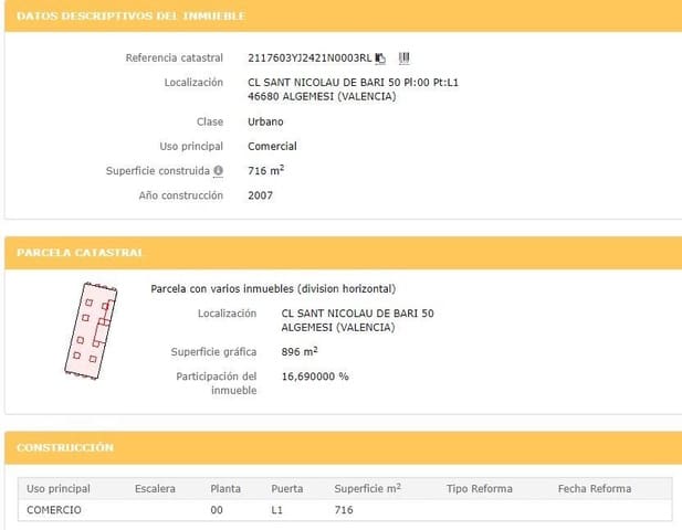 Commerciale in vendita in Algemesí - 147.000 € (Rif: 9282558)