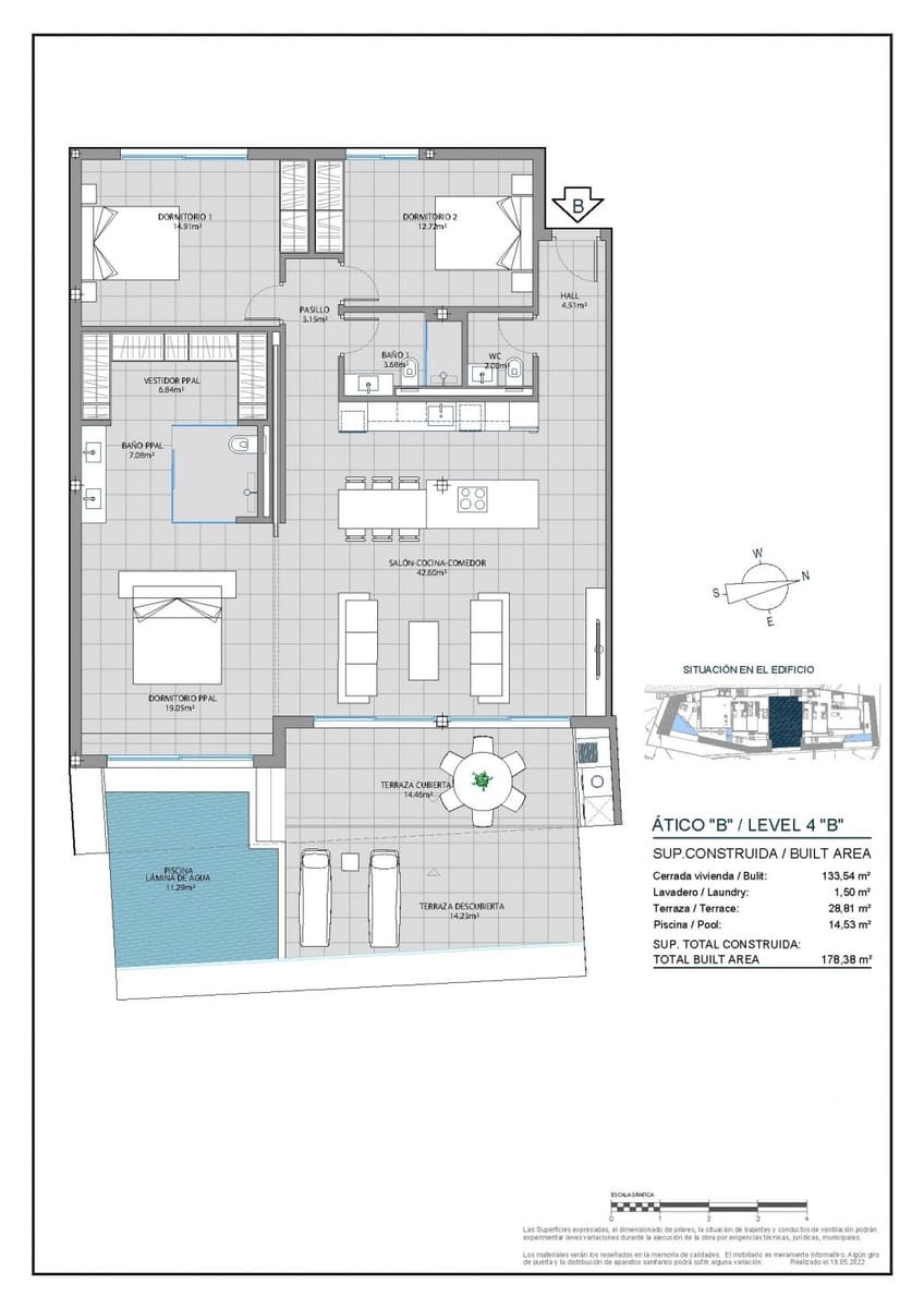 3 sypialnia Penthouse na sprzedaż w Benalmadena z basenem - 979 000 € (Ref: 7475983)