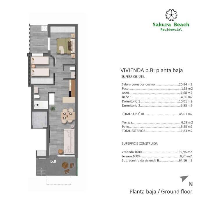 2 makuuhuone Huoneisto myytävänä paikassa Torre de la Horadada mukana uima-altaan 
autotalli - 295 900 € (Ref: 9347290)