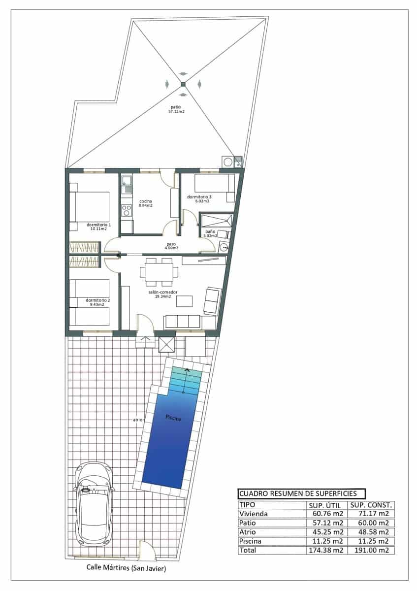 3 sovrum Radhus till salu i San Javier med pool - 249 000 € (Ref: 9504216)