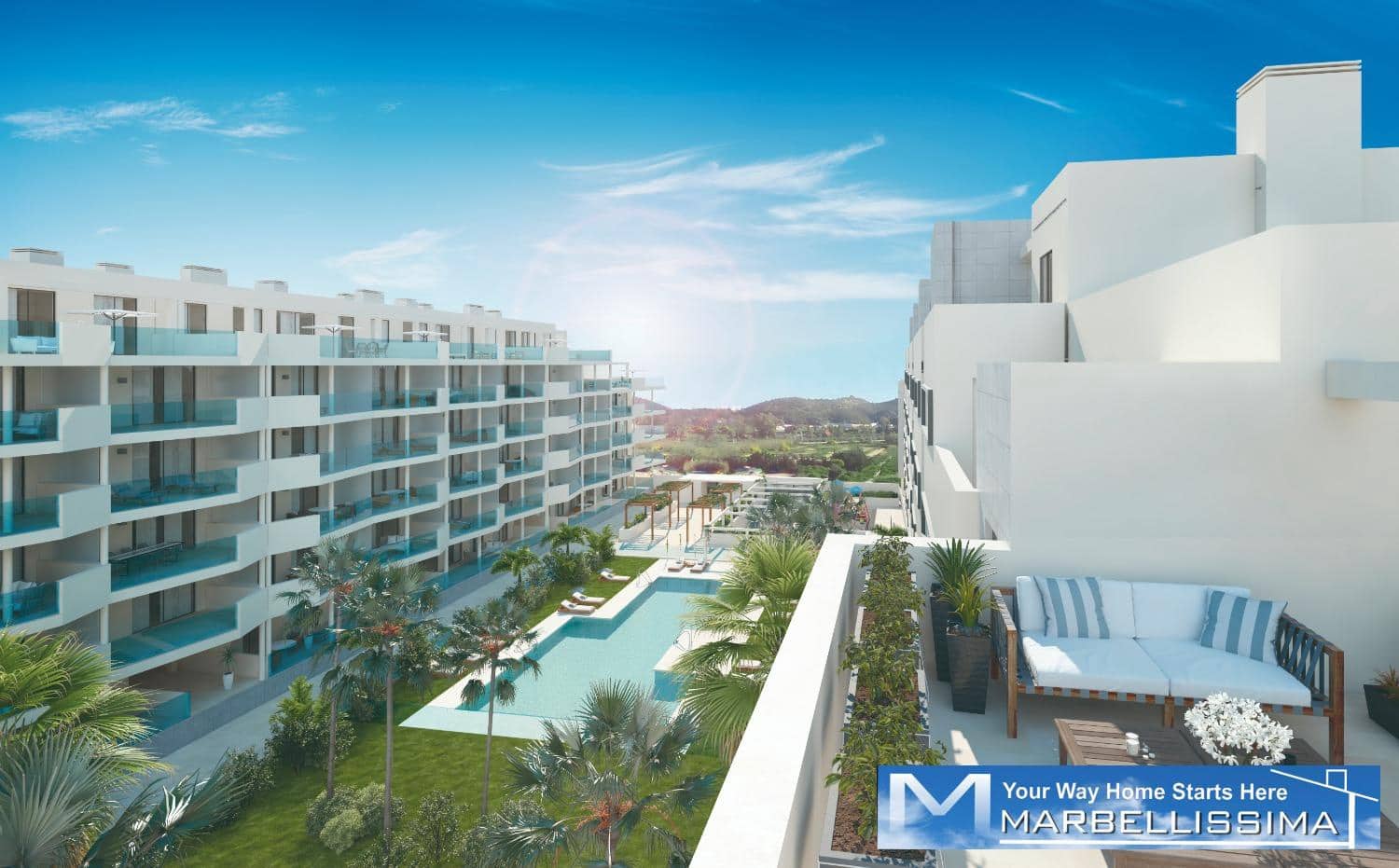 2 soverom Strandleiligheter til salgs i Mijas Costa med svømmebasseng garasje - € 352 600 (Ref: 9759616)