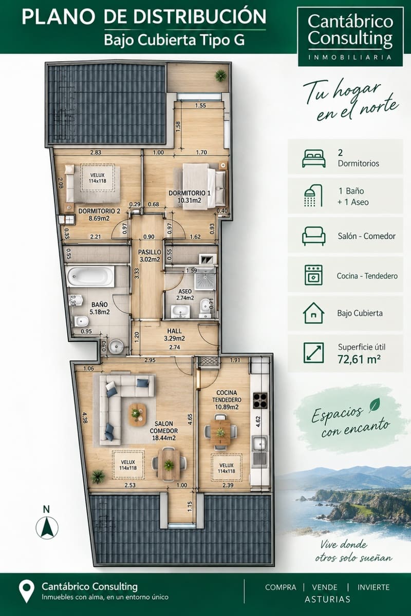 2 camera da letto Appartamento in vendita in Coana con garage - 165.000 € (Rif: 9022947)