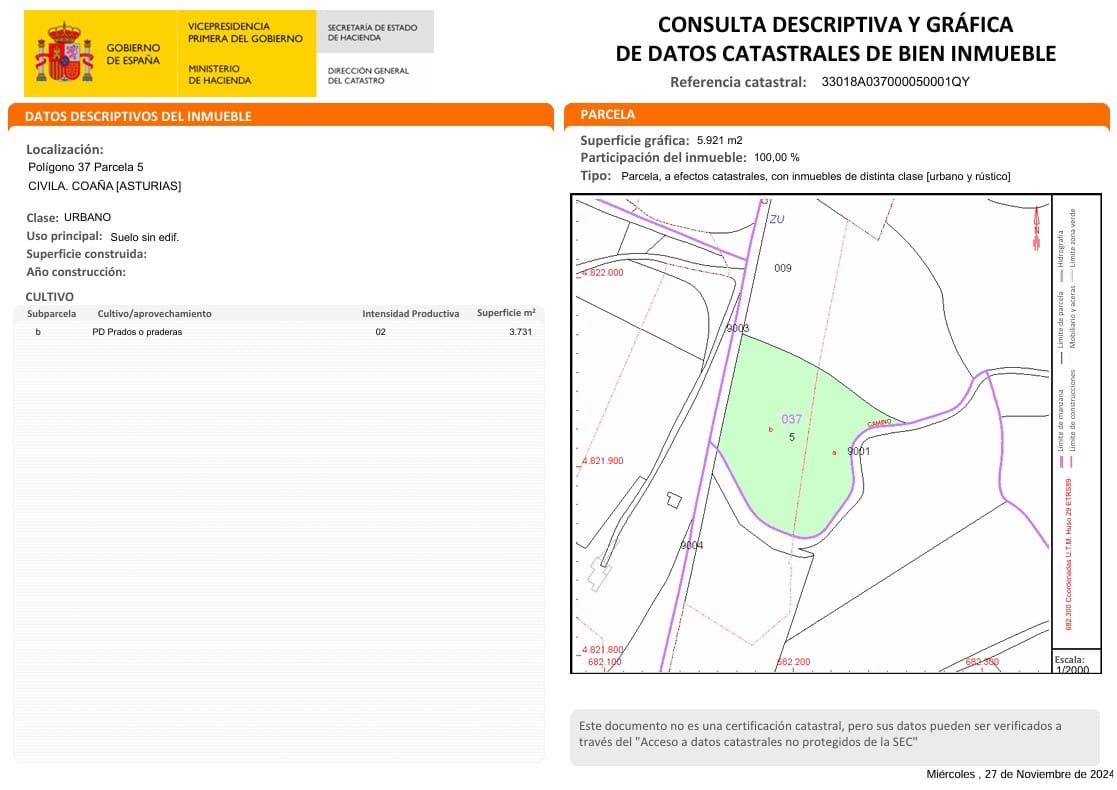 Terreno Não Urbanizado para venda em Coana - 90 000 € (Ref: 9185032)