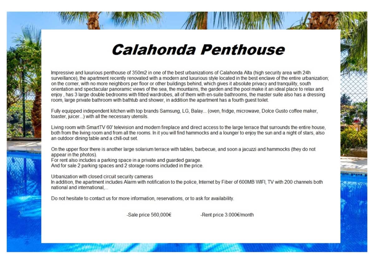 3 slaapkamer Penthouse te koop in Calahonda met zwembad garage - € 589.000 (Ref: 6707699)