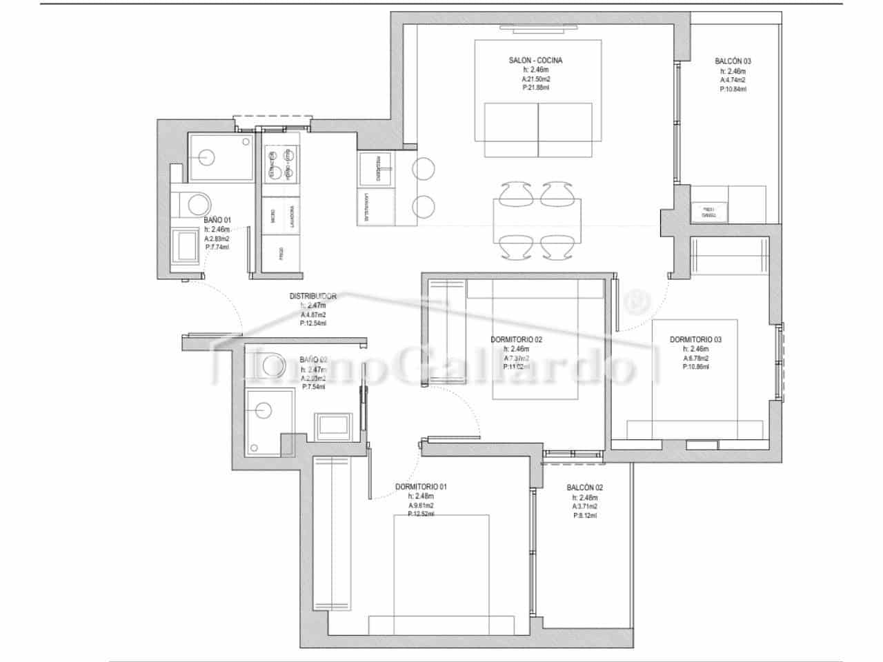 3 quarto Apartamento para venda em Malaga cidade - 420 000 € (Ref: 10077349)
