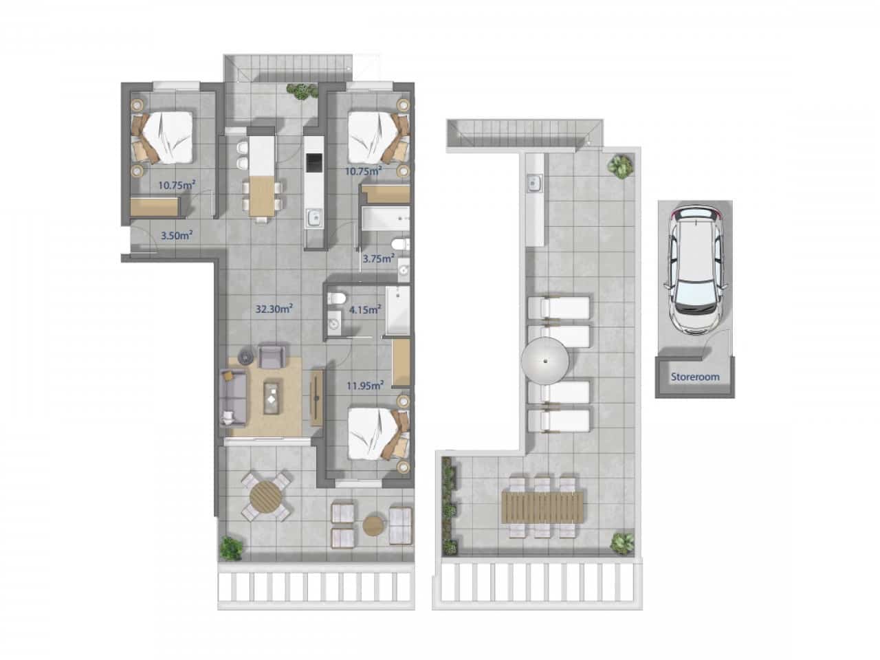 3 soveværelse Lejlighed til salg i Los Narejos med swimmingpool garage - € 359.000 (Ref: 10011661)