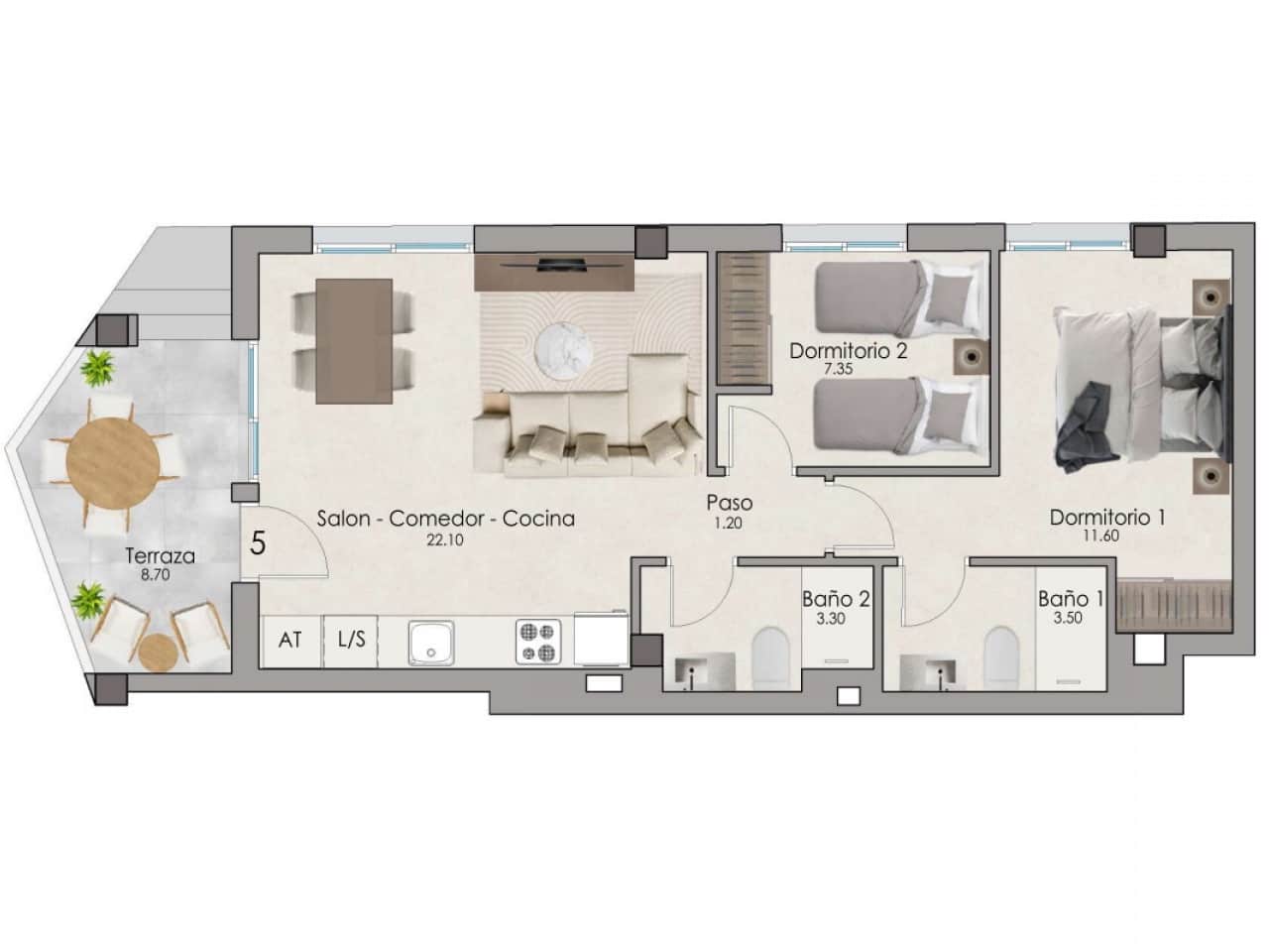 1 sypialnia Penthouse na sprzedaż w Santa Pola z basenem garażem - 285 000 € (Ref: 10144723)