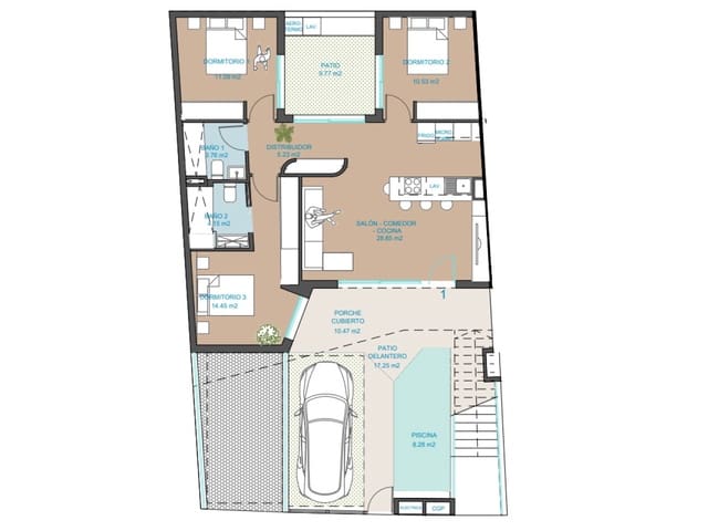 3 soverom Rekkehus til salgs i San Pedro del Pinatar med svømmebasseng garasje - € 342 900 (Ref: 10184898)