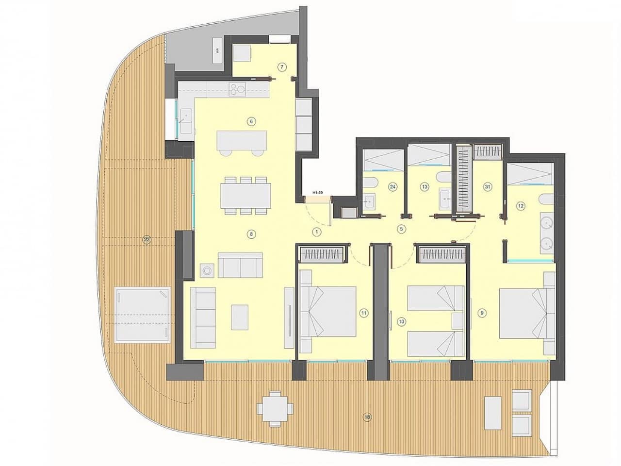 1 quarto Apartamento para venda em Benidorm com piscina - 530 000 € (Ref: 9318196)