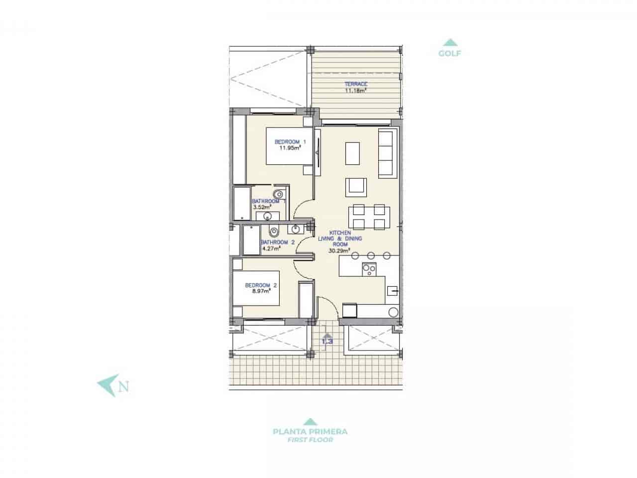 2 soverom Leilighet til salgs i Los Alcazares med svømmebasseng - € 299 000 (Ref: 9318245)