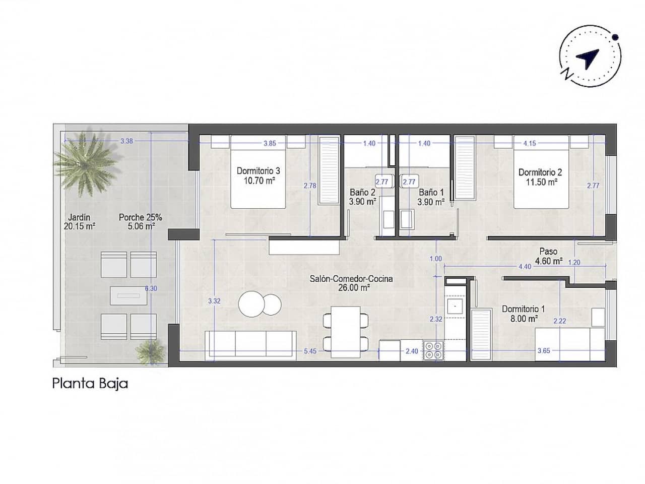 3 makuuhuone Huoneisto myytävänä paikassa San Javier mukana uima-altaan - 230 000 € (Ref: 9318401)