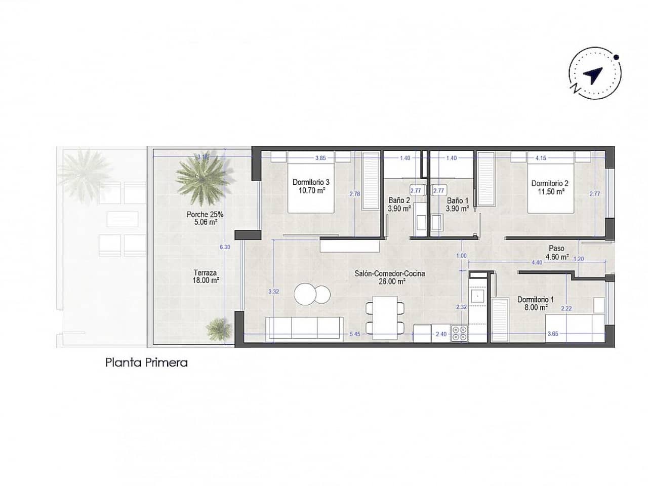 3 soveværelse Penthouse til salg i San Javier med swimmingpool - € 290.000 (Ref: 9318403)
