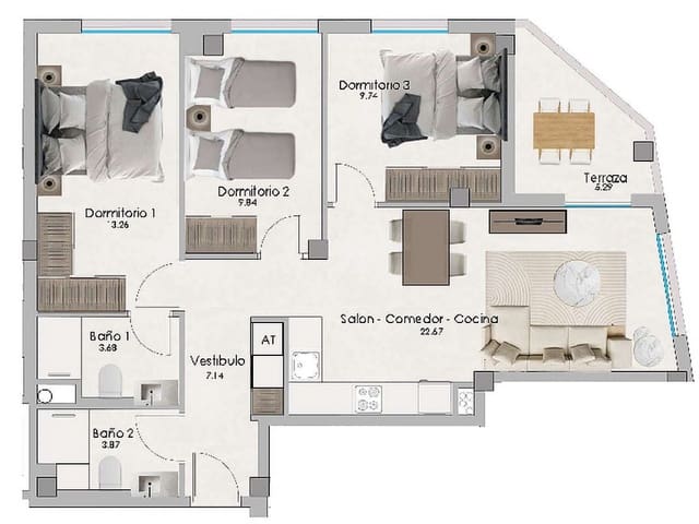2 soveværelse Penthouse til salg i Santa Pola med swimmingpool - € 298.000 (Ref: 9318441)
