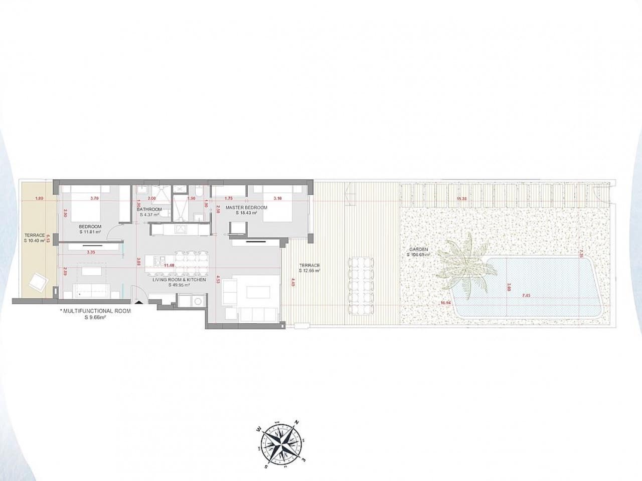 3 makuuhuone Huoneisto myytävänä paikassa La Manga del Mar Menor mukana uima-altaan - 549 000 € (Ref: 9318453)