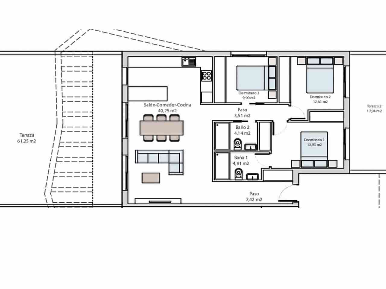 2 bedroom Terraced Villa for sale in Benidorm with pool - € 429,900 (Ref: 9318569)
