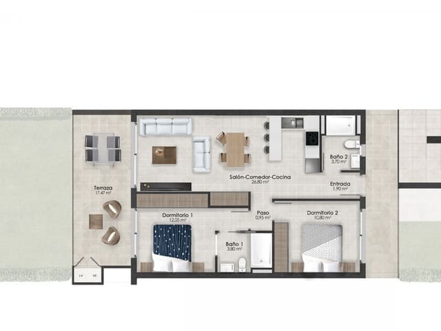 2 slaapkamer Appartement te koop in Condado de Alhama, Alhama de Murcia met zwembad - € 191.900 (Ref: 9318599)