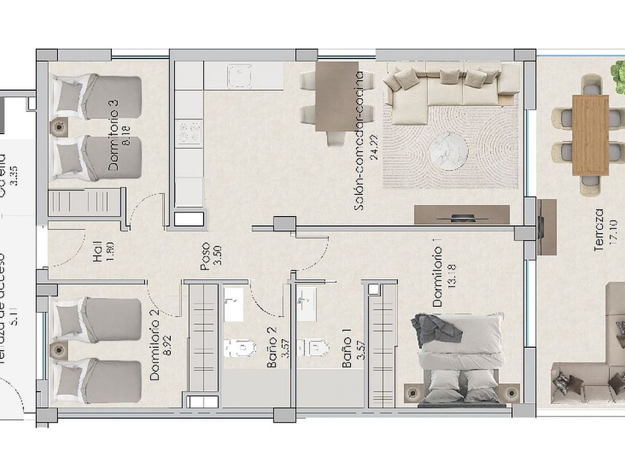 3 sypialnia Penthouse na sprzedaż w Santa Pola z basenem - 495 000 € (Ref: 9318663)