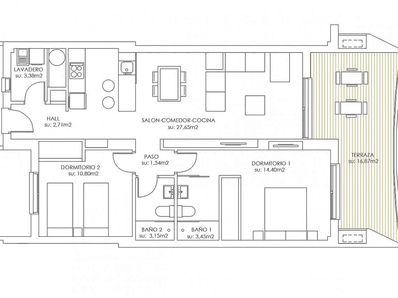 2 makuuhuone Huoneisto myytävänä paikassa Playa Flamenca mukana uima-altaan - 325 000 € (Ref: 9318668)