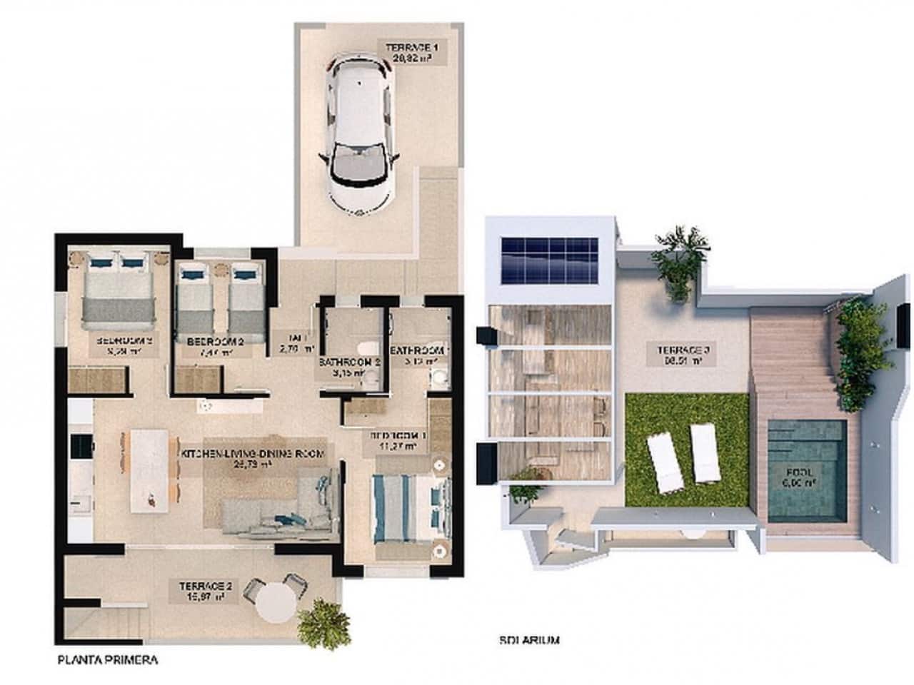 3 soveværelse Rækkehus til salg i Torre de la Horadada med swimmingpool - € 460.000 (Ref: 9318691)