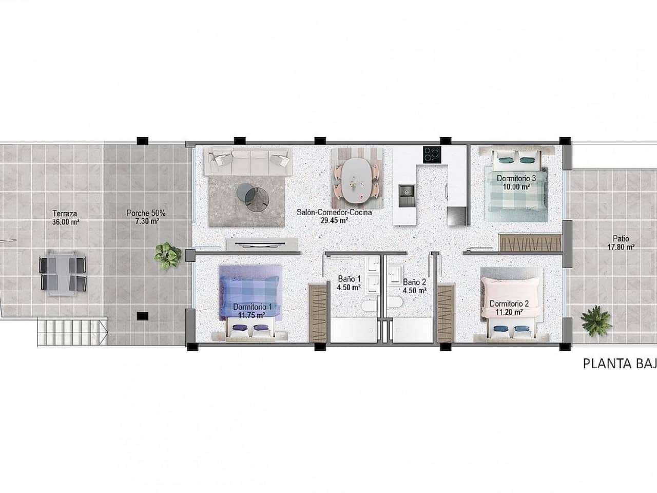 3 bedroom Terraced Villa for sale in Pilar de la Horadada with pool - € 289,900 (Ref: 9318856)