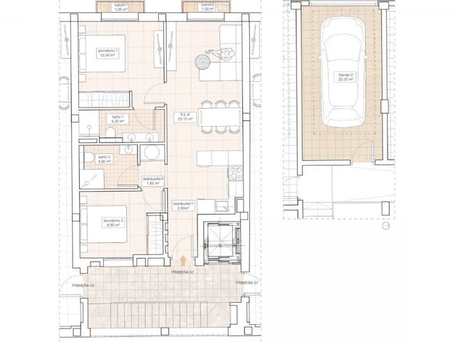 2 bedroom Apartment for sale in Hondón de las Nieves - € 198,000 (Ref: 9318925)