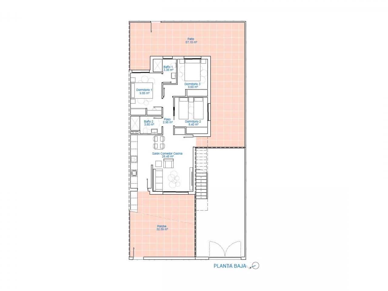 3 quarto Moradia em Banda para venda em Pilar de la Horadada com piscina - 274 900 € (Ref: 9318957)