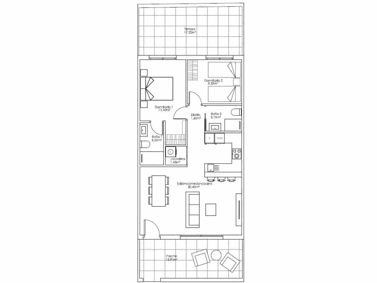 2 quarto Moradia em Banda para venda em Pilar de la Horadada com piscina - 255 000 € (Ref: 9318967)