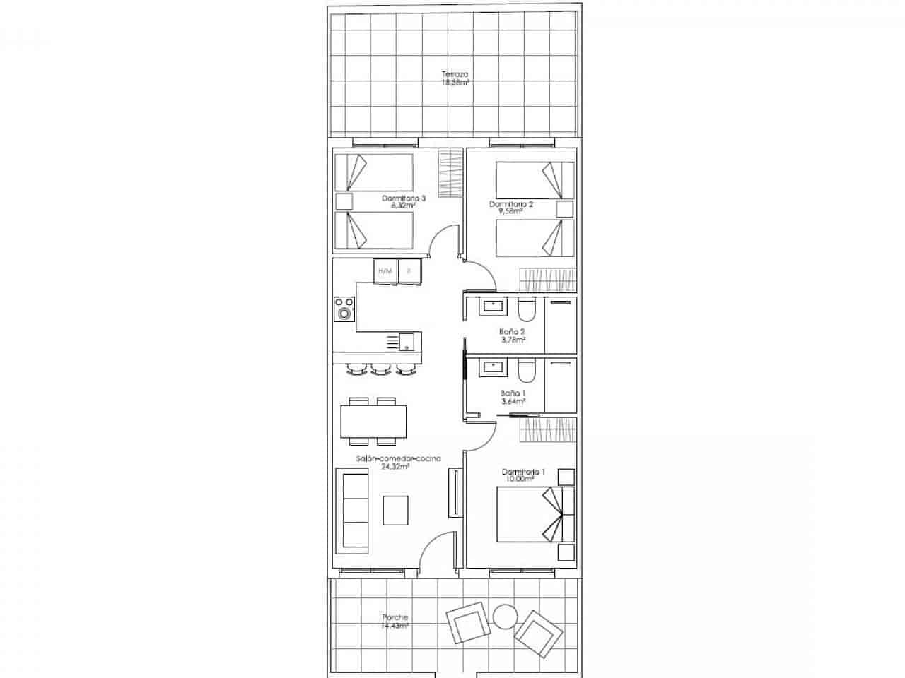 2 quarto Moradia em Banda para venda em Pilar de la Horadada com piscina - 255 000 € (Ref: 9318967)
