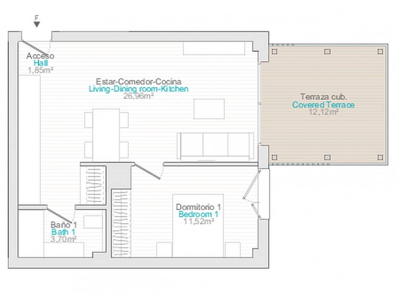 2 makuuhuone Kattohuoneisto myytävänä paikassa Denia mukana uima-altaan - 366 000 € (Ref: 9318974)