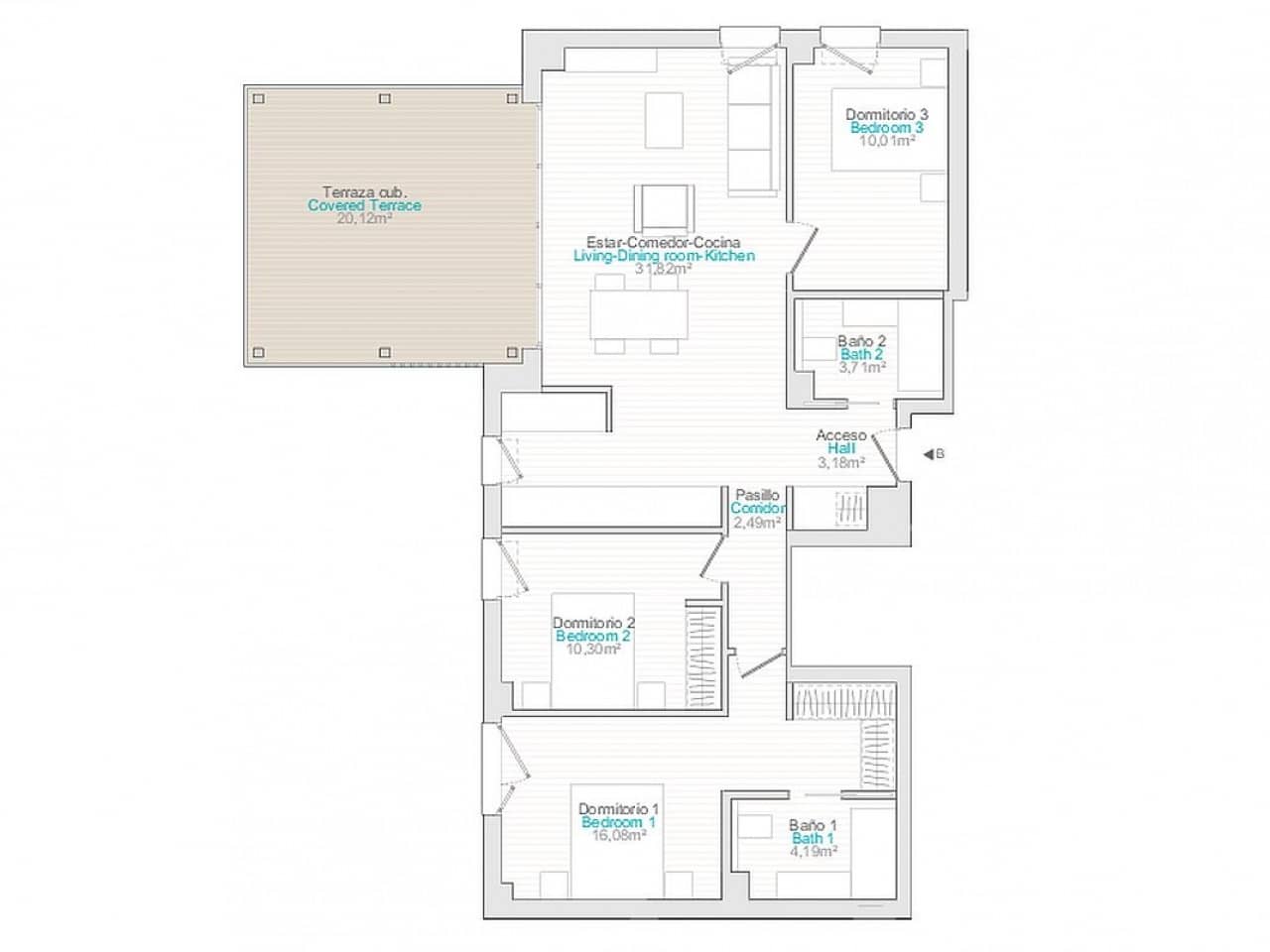 2 makuuhuone Kattohuoneisto myytävänä paikassa Denia mukana uima-altaan - 366 000 € (Ref: 9318974)