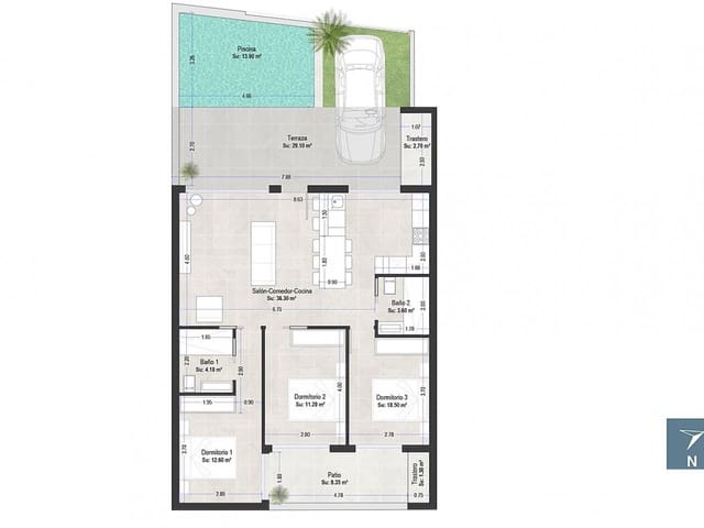 3 makuuhuone Rivitalo myytävänä paikassa San Pedro del Pinatar mukana uima-altaan - 409 000 € (Ref: 9319010)