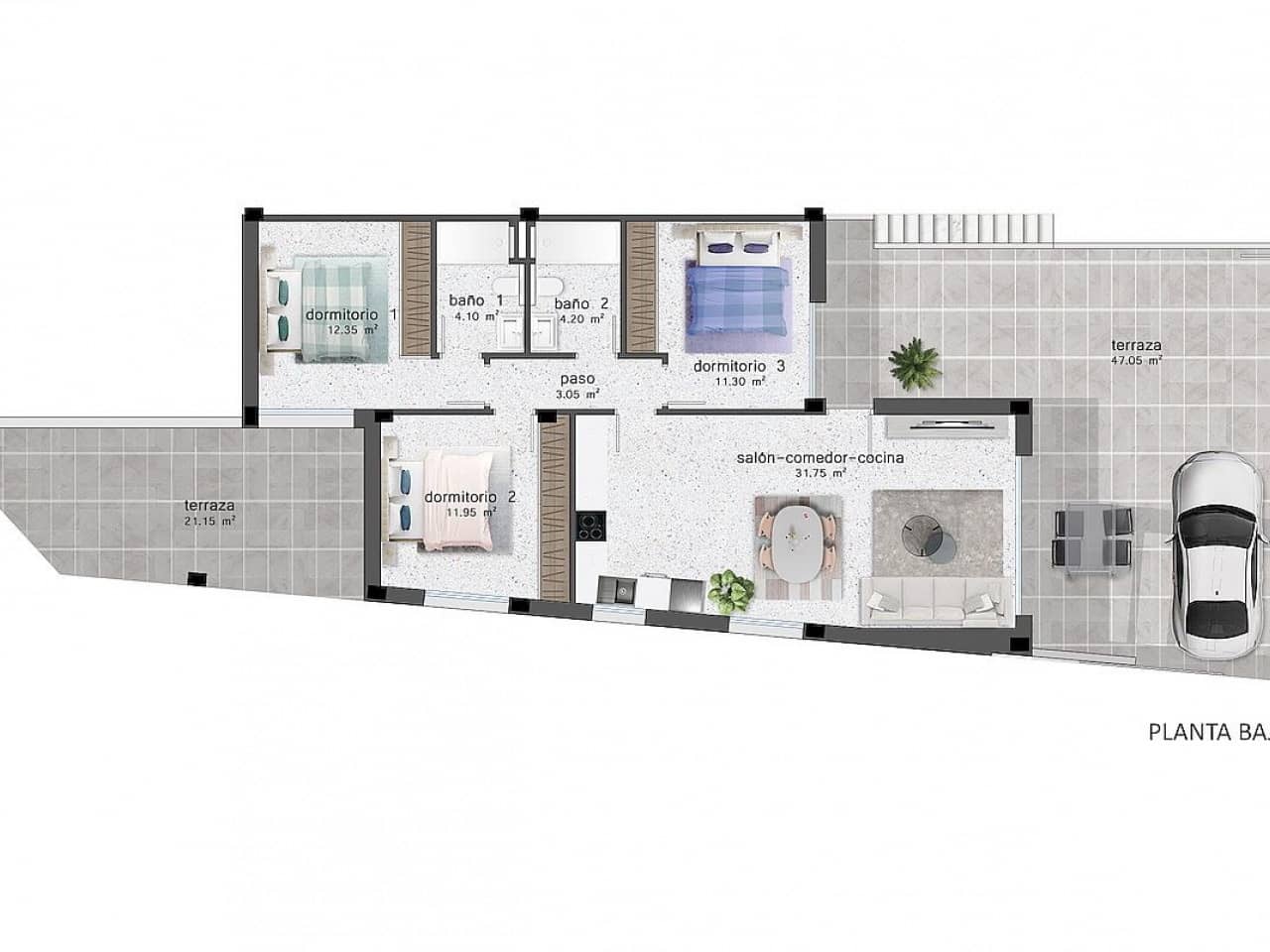 3 sovrum Radhus till salu i Pilar de la Horadada med pool - 395 900 € (Ref: 9319031)