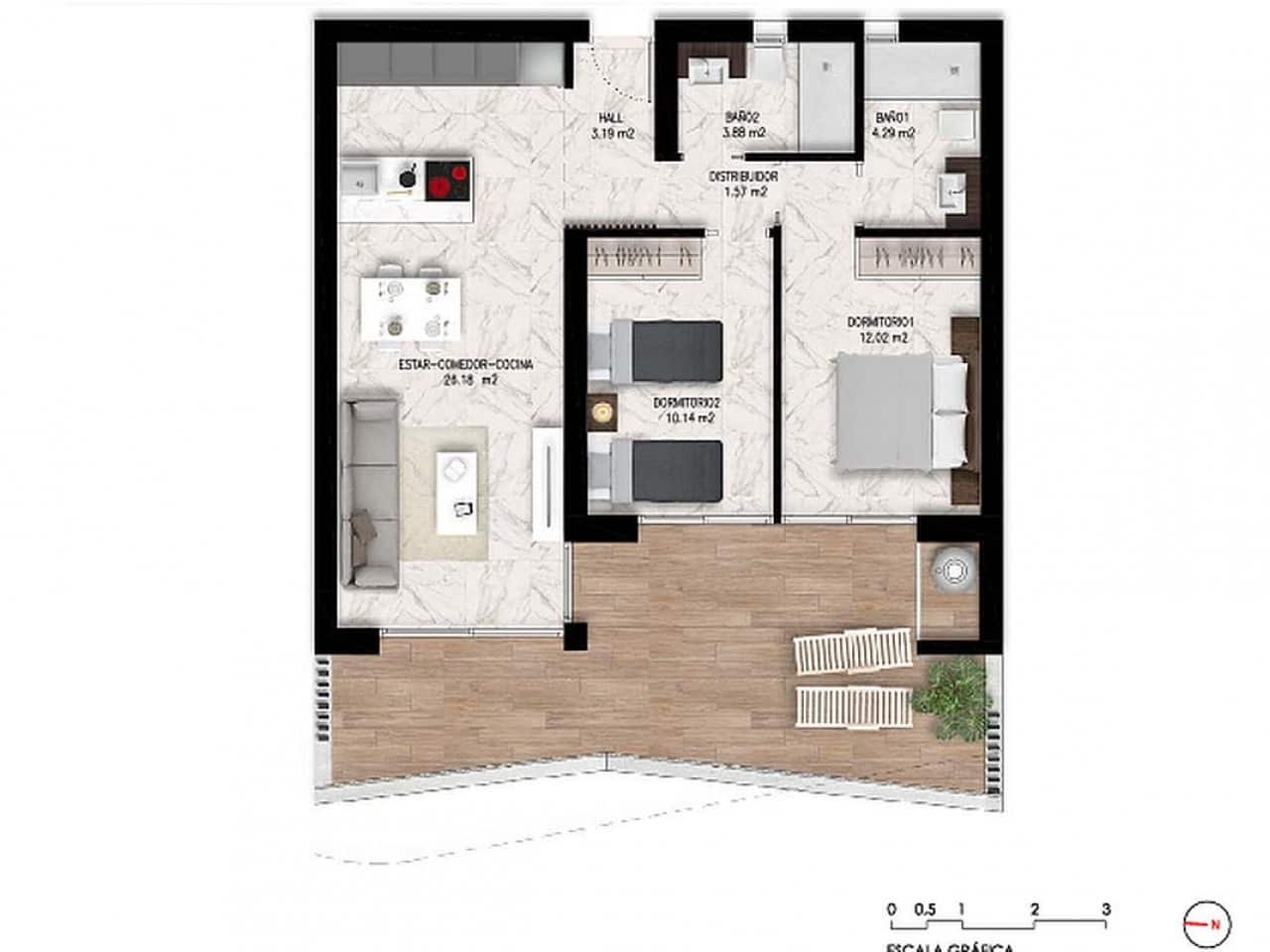 2 bedroom Penthouse for sale in Guardamar del Segura with pool - € 449,000 (Ref: 9319139)