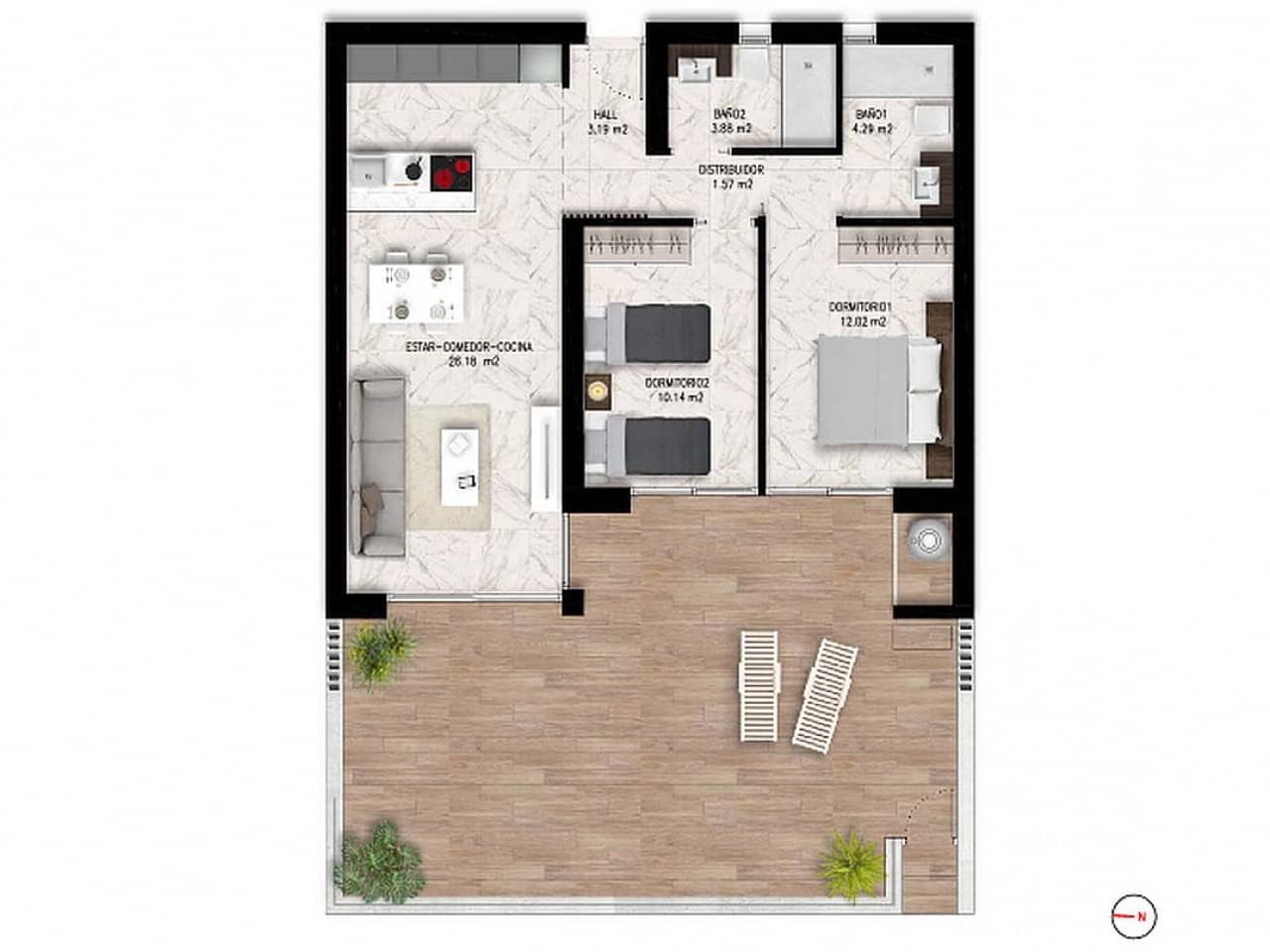 2 bedroom Penthouse for sale in Guardamar del Segura with pool - € 449,000 (Ref: 9319139)