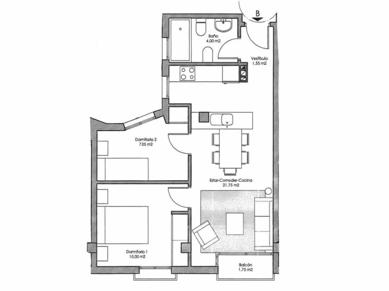 1 makuuhuone Huoneisto myytävänä paikassa Avileses - 78 000 € (Ref: 9739091)