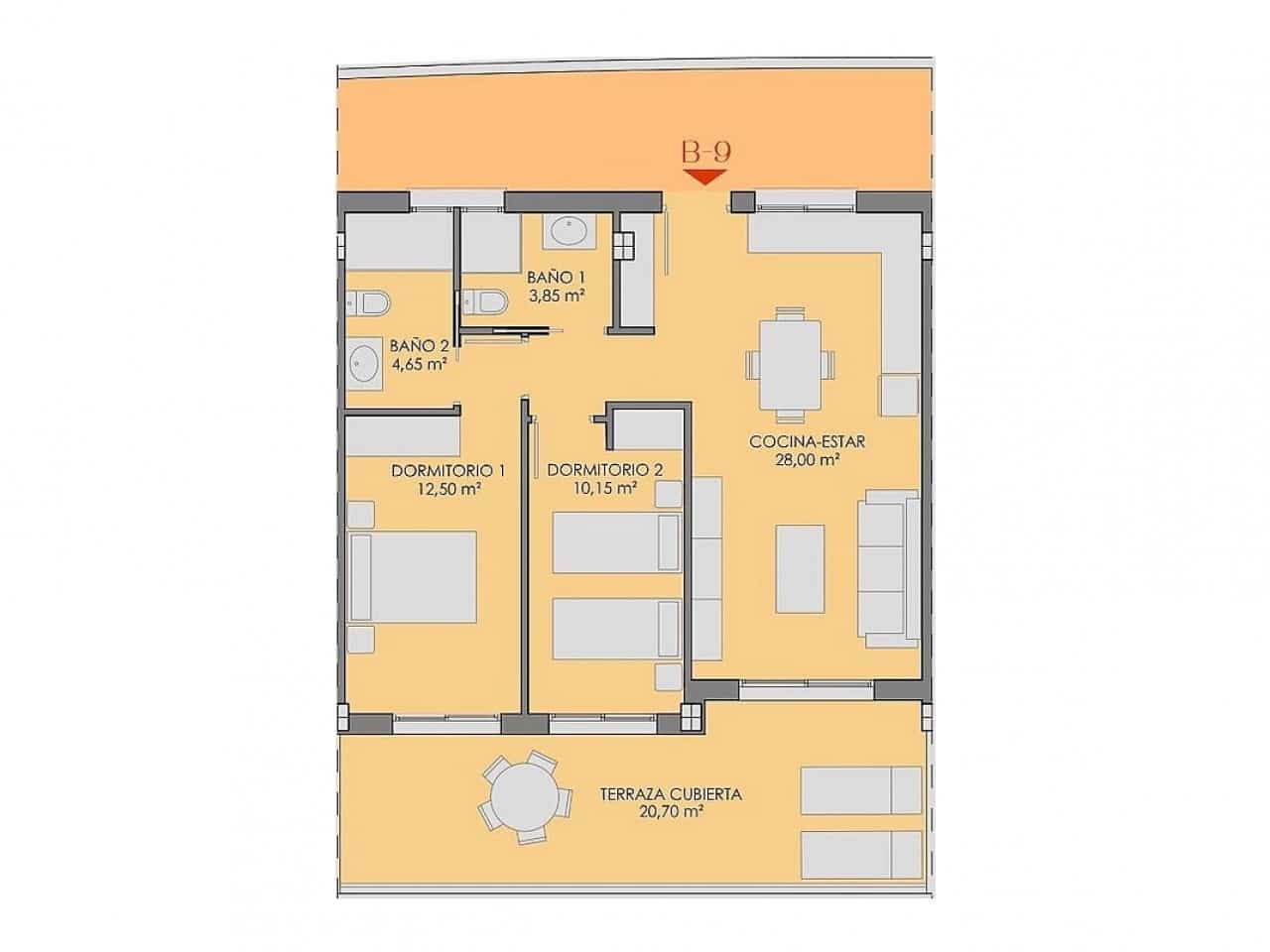 2 bedroom Penthouse for sale in Los Alcazares with pool garage - € 359,900 (Ref: 9739098)