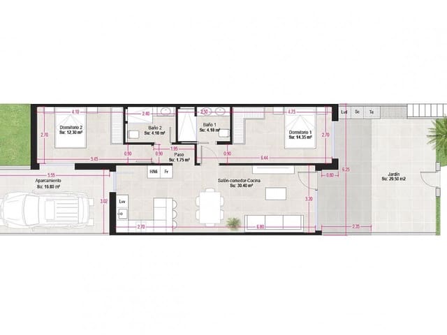 2 slaapkamer Rijtjeshuis te koop in Condado de Alhama, Alhama de Murcia met zwembad garage - € 240.000 (Ref: 9794988)