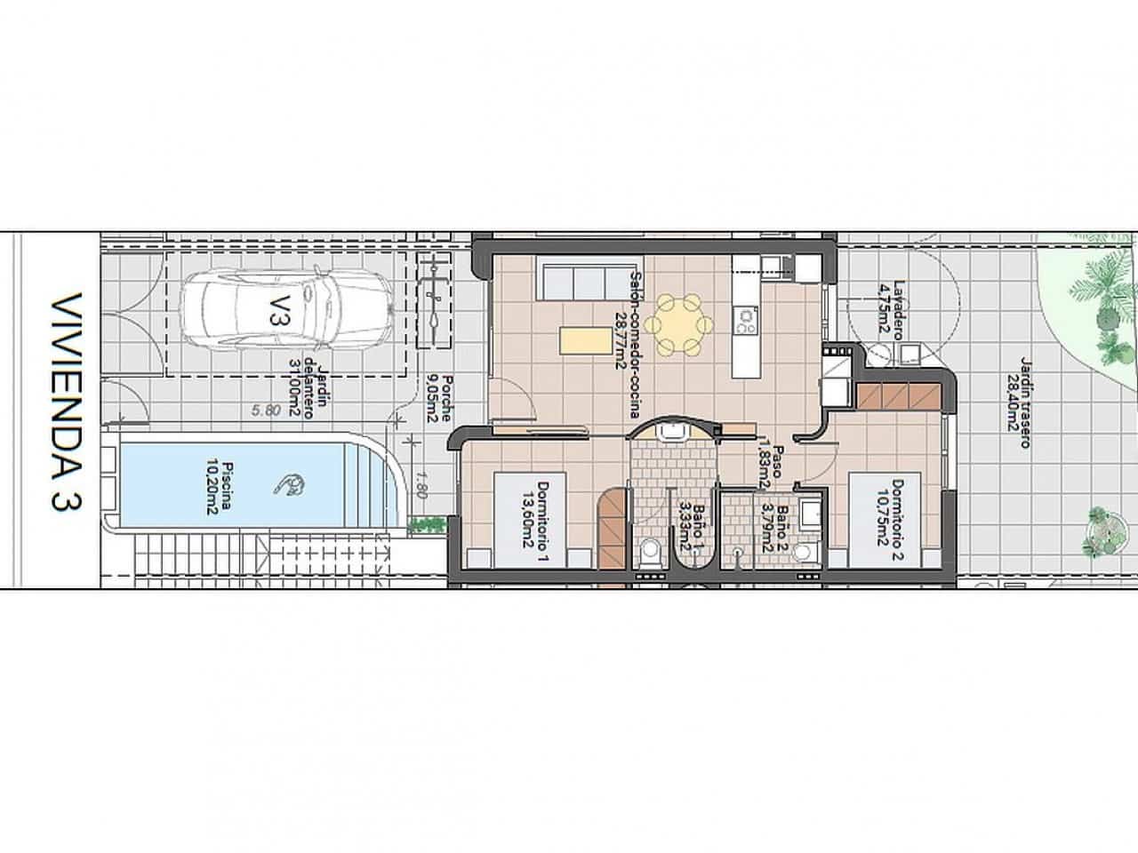 2 bedroom Terraced Villa for sale in Pilar de la Horadada with pool garage - € 274,900 (Ref: 9936633)