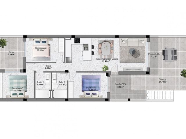 2 camera da letto Villetta a Schiera in vendita in Pilar de la Horadada con piscina - 314.900 € (Rif: 9999721)