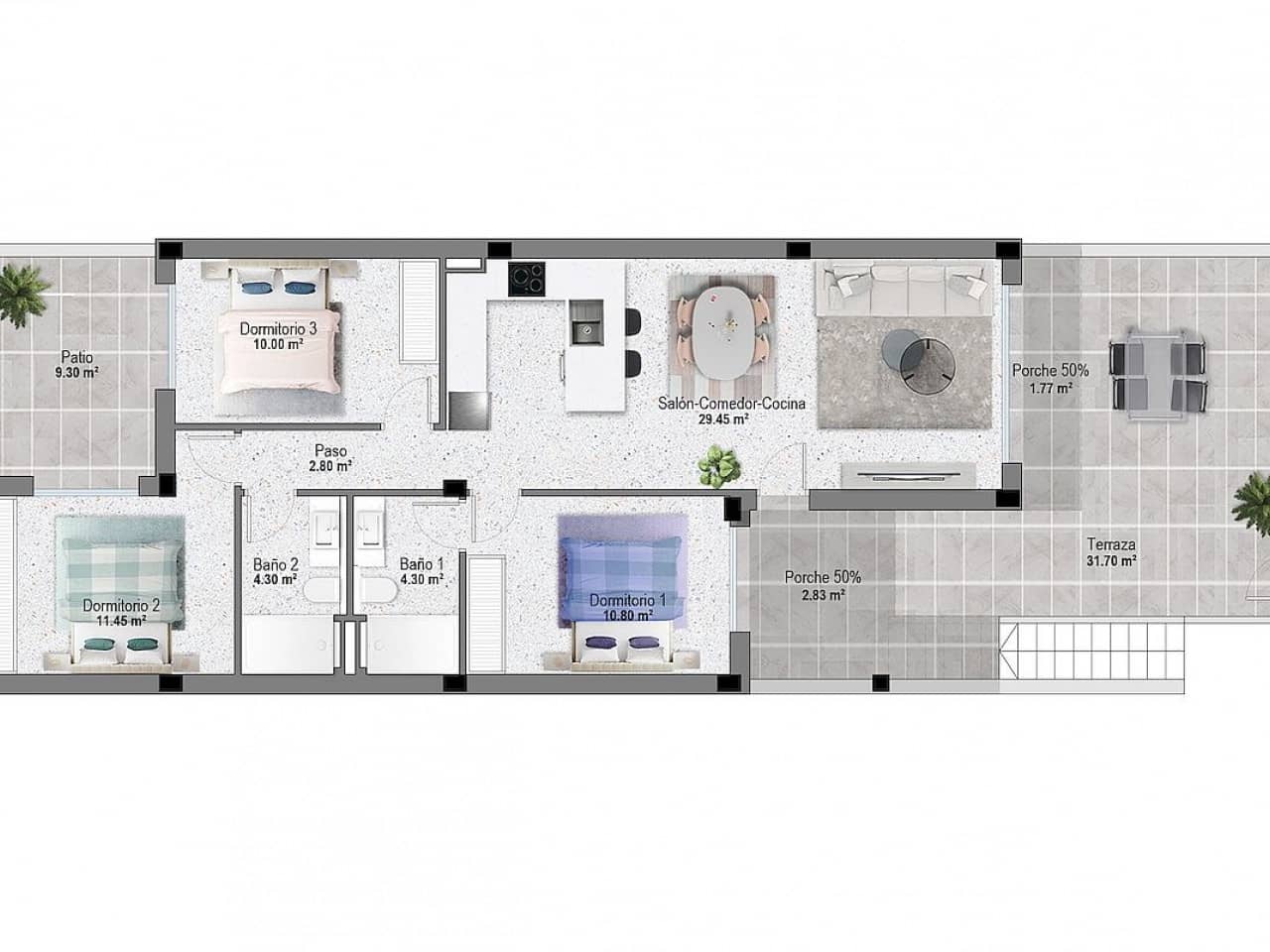 Adosado de 3 habitaciones en Pilar de la Horadada en venta con piscina - 339.900 € (Ref: 9999722)