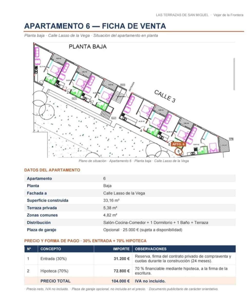 1 sypialnia Apartament na sprzedaż w Vejer de la Frontera - 104 000 € (Ref: 10177151)
