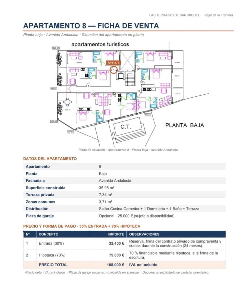 1 sypialnia Apartament na sprzedaż w Vejer de la Frontera - 104 000 € (Ref: 10177151)