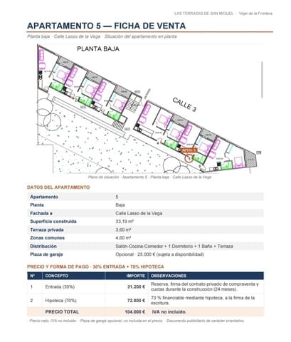 Apartamento de 1 habitación en Vejer de la Frontera en venta - 104.000 € (Ref: 10177151)