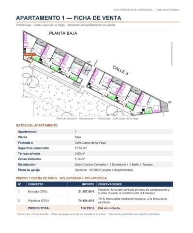 Apartamento de 1 habitación en Vejer de la Frontera en venta - 104.000 € (Ref: 10177151)