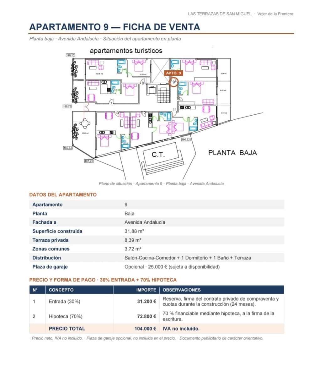 1 sypialnia Apartament na sprzedaż w Vejer de la Frontera - 104 000 € (Ref: 10177151)
