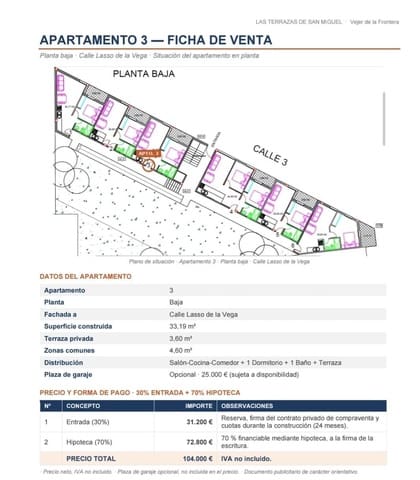 Apartamento de 1 habitación en Vejer de la Frontera en venta - 104.000 € (Ref: 10177151)