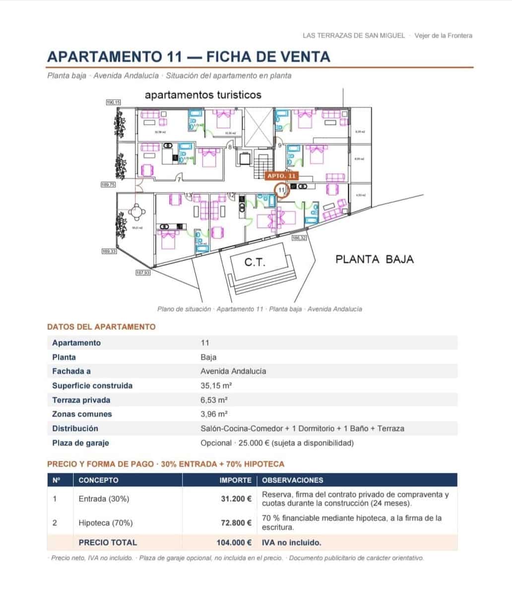 1 sypialnia Apartament na sprzedaż w Vejer de la Frontera - 104 000 € (Ref: 10177151)