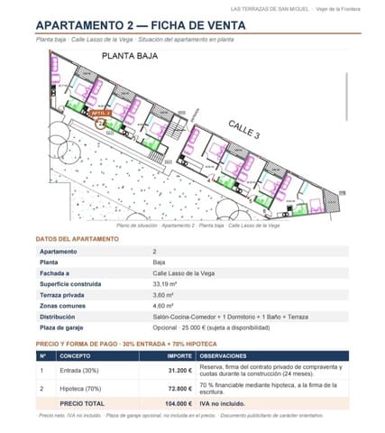 Apartamento de 1 habitación en Vejer de la Frontera en venta - 104.000 € (Ref: 10177151)