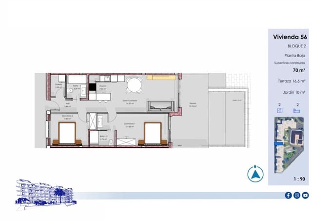2 soverom Leilighet til salgs i El Raso, Guardamar del Segura med svømmebasseng garasje - € 295 000 (Ref: 10184311)